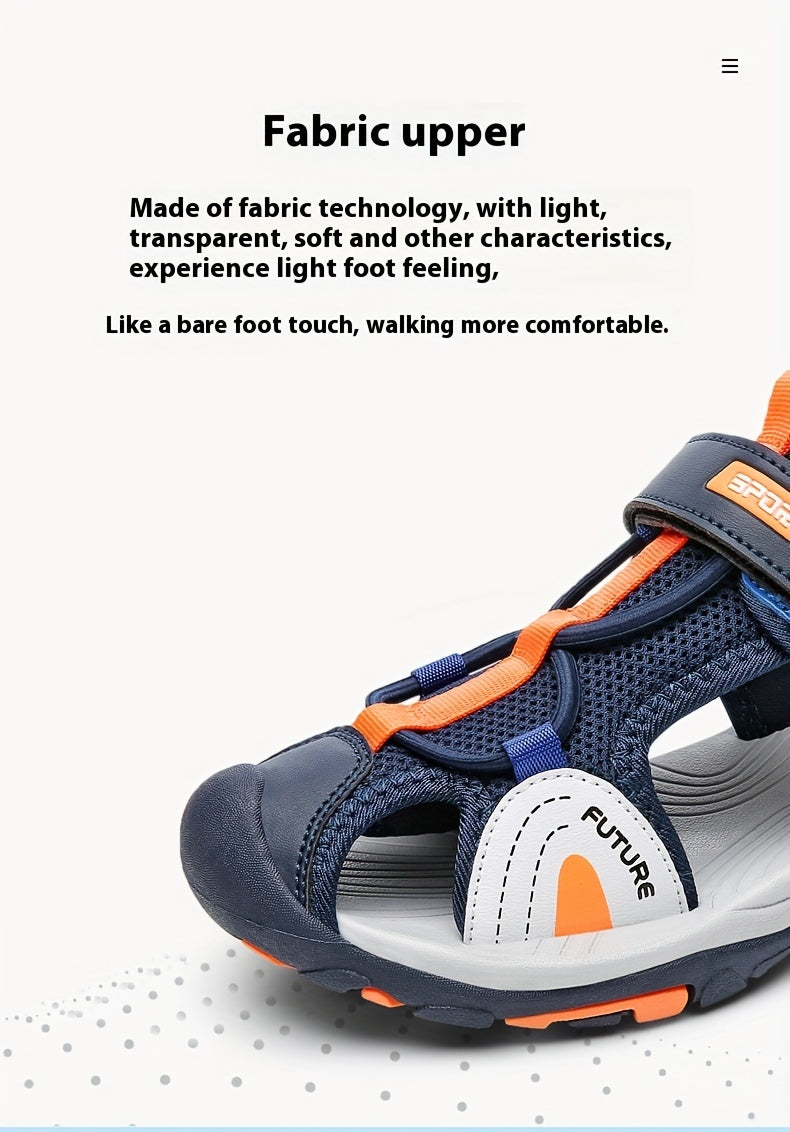 Breathable Mesh Blue & Orange Sandals for Youngsters