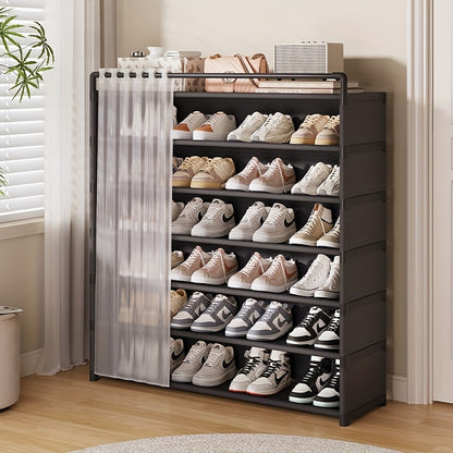 1 Set - Dustproof Foldable Shoe Display Rack with Non-Slip Base, Easy to Clean, Multi-Layer Storage Shelf for Shoes and Accessories
