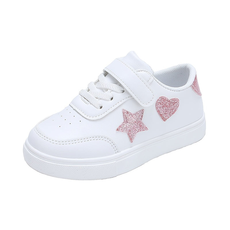 Kids' Sneakers - White with Pink, Boys and Girls Casual Footwear
