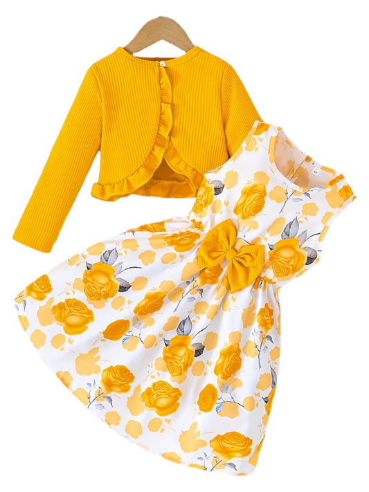 Girls' Floral Print Sleeveless Dress