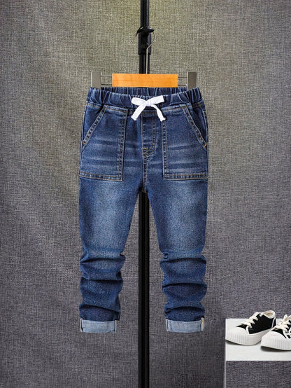 Boys' Long Sleeve Orange Crew Neck Sweat & Casual Jeans Set