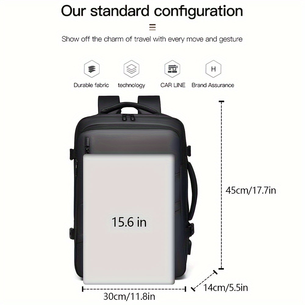 Expandable Travel Backpack with USB Charging Port