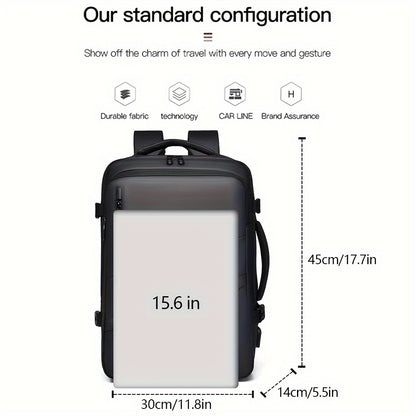 Expandable Travel Backpack with USB Charging Port