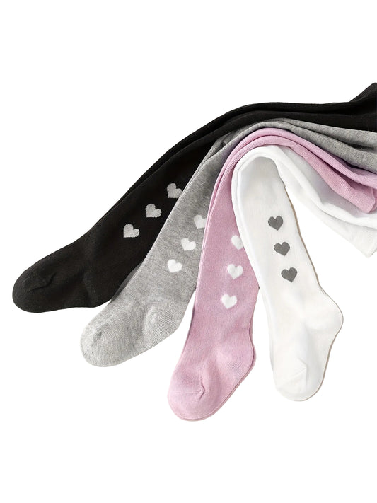 4pcs Baby Girls' Elastic Waist Tights - Soft Stretchy, Comfort Fit for All-Day Wear