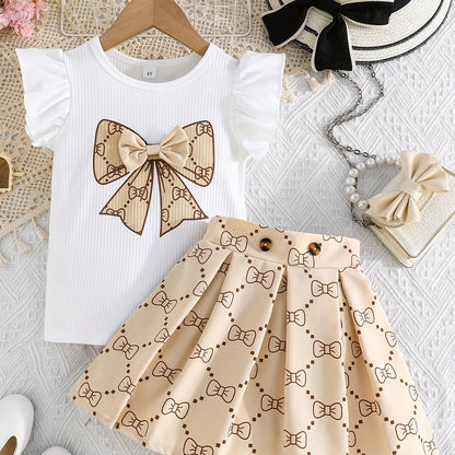 Girls' Plaid Print Skirt Set