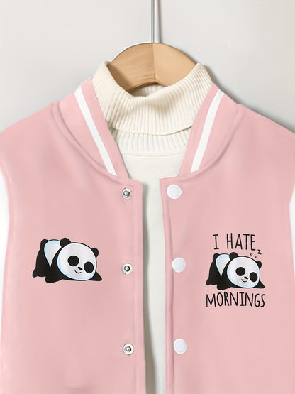 Cozy 2pcs Girls' Varsity Jacket & Jogger Set