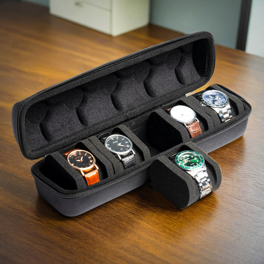 5 Slots Watch Travel Box Case, Watch Storage Organizer Box