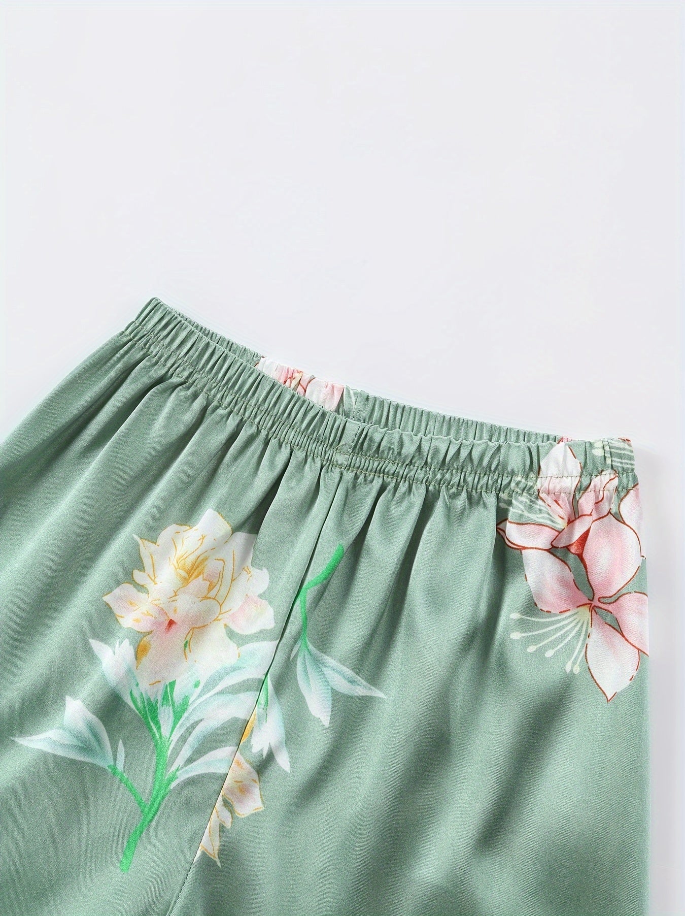 New Youngsters's Pajamas with Green Flower Print