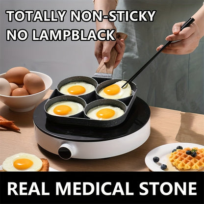 4-Hole Non-Stick Frying Pan with Maifan Stone Coating