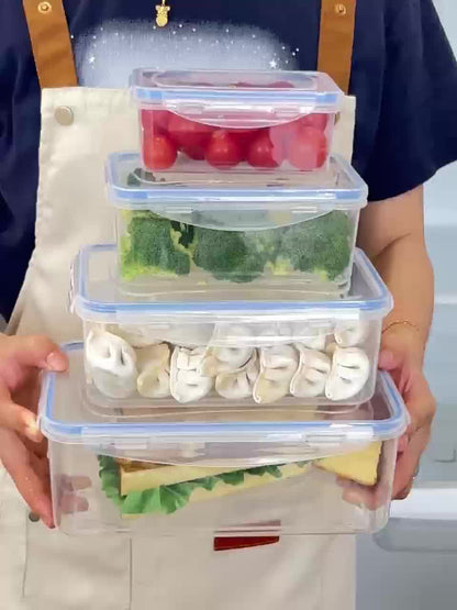 8pcs Set of Transparent Multi-Compartment Sealed Grain Storage Containers with Lids