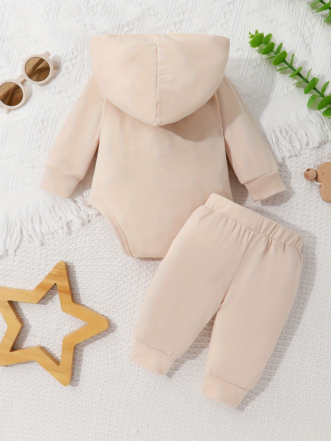 2pcs Newborn Boy's Soft Long Sleeves Hooded Jumpsuit