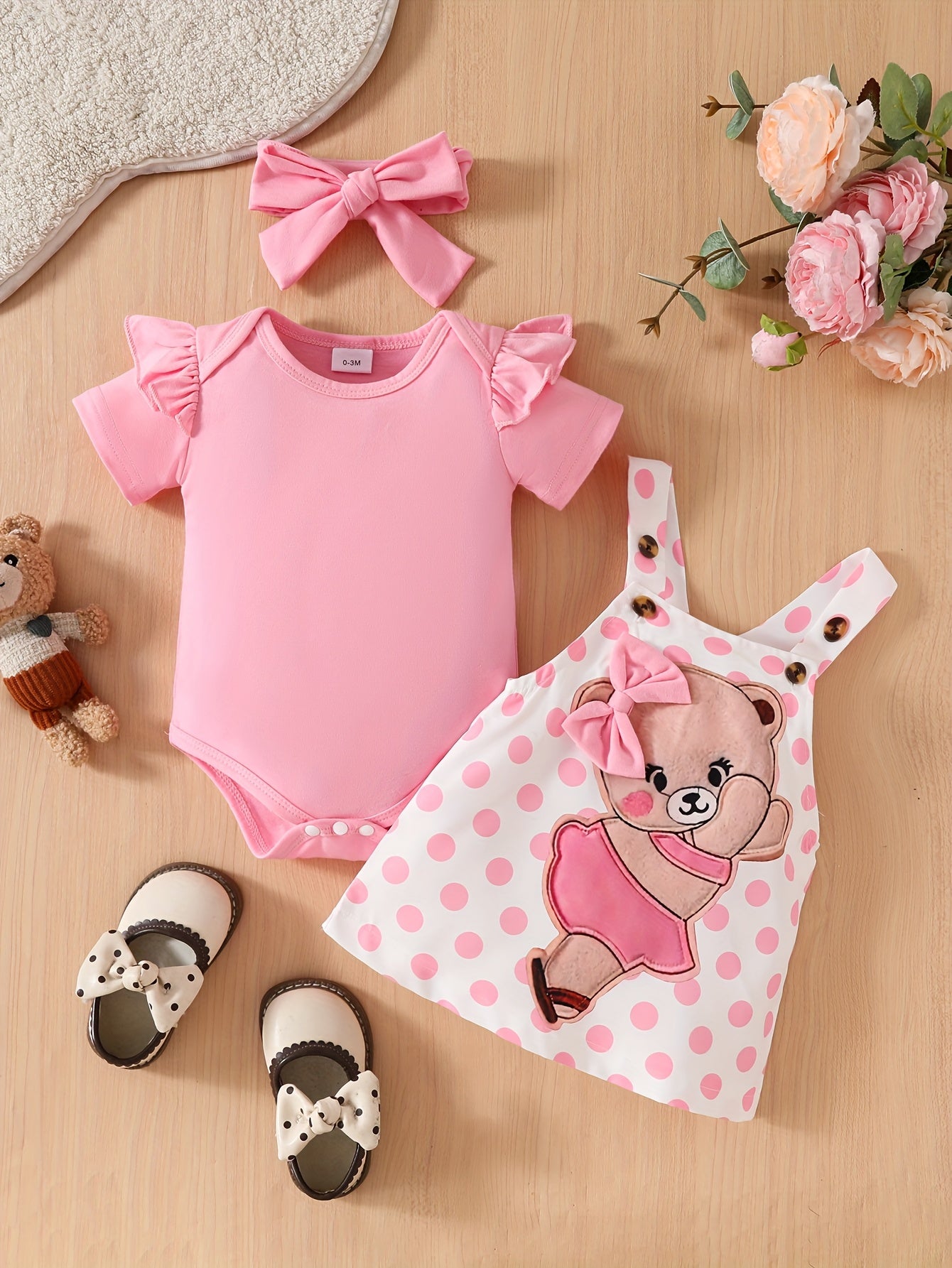 3pcs Layette Set - Short Sleeve Dress
