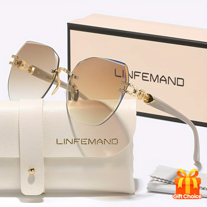 LINFEMAND Women'S Frameless Geometric Decorative Glasses