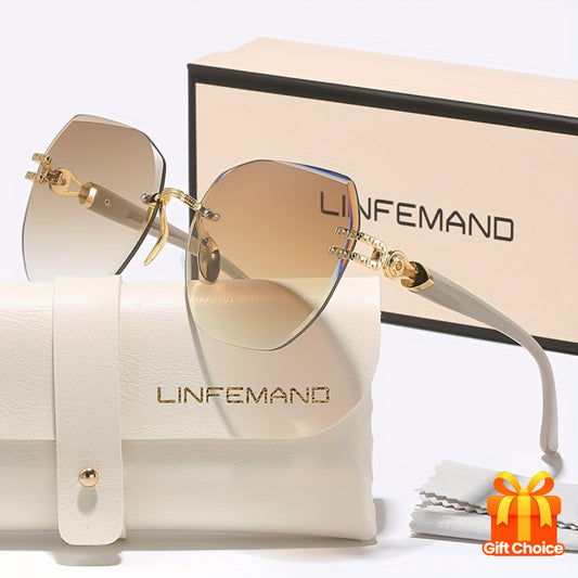 LINFEMAND Women'S Frameless Geometric Decorative Glasses