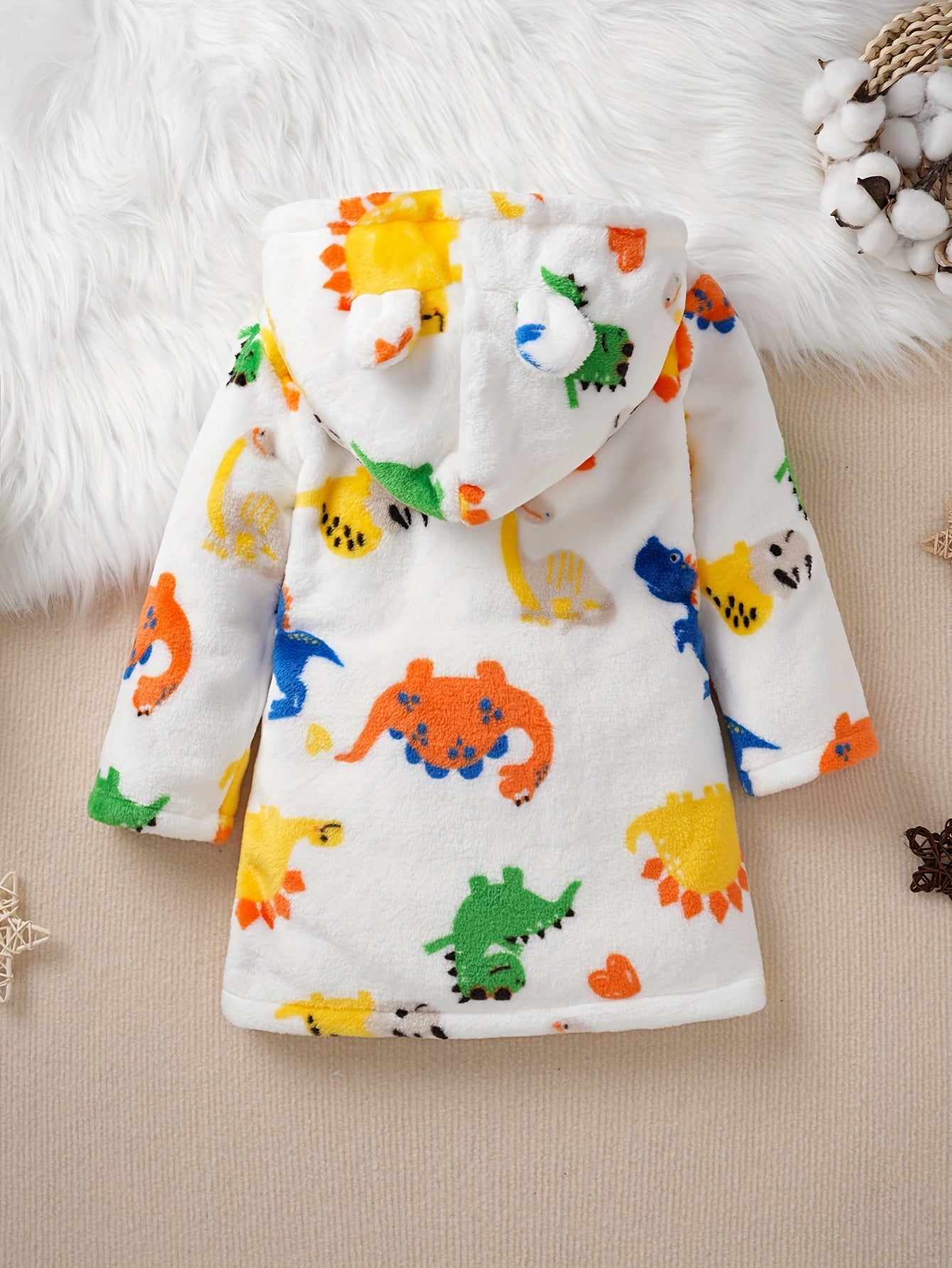 Cozy Girls' Hooded Fleece Robe with Cartoon Print