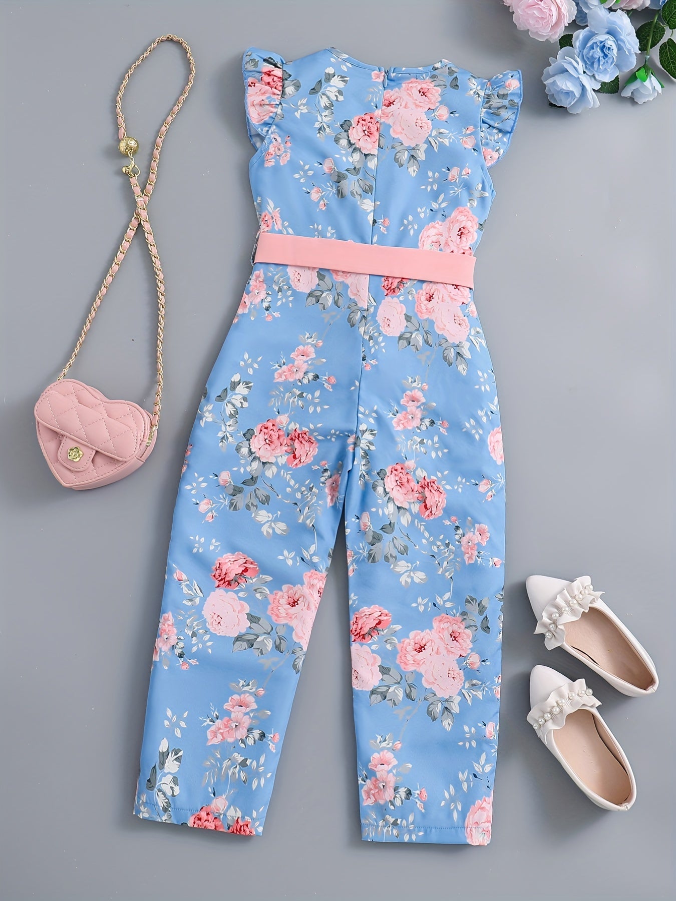Summer Floral Print Sleeveless Jumpsuit