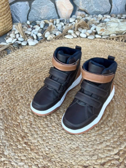 Boys' Mid-Top Fashion Sneakers with Warm Plush Lining