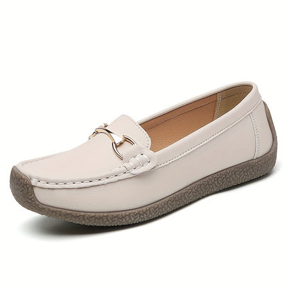 Women's Buckle Decor Flat Loafers, Casual Faux Leather Flats