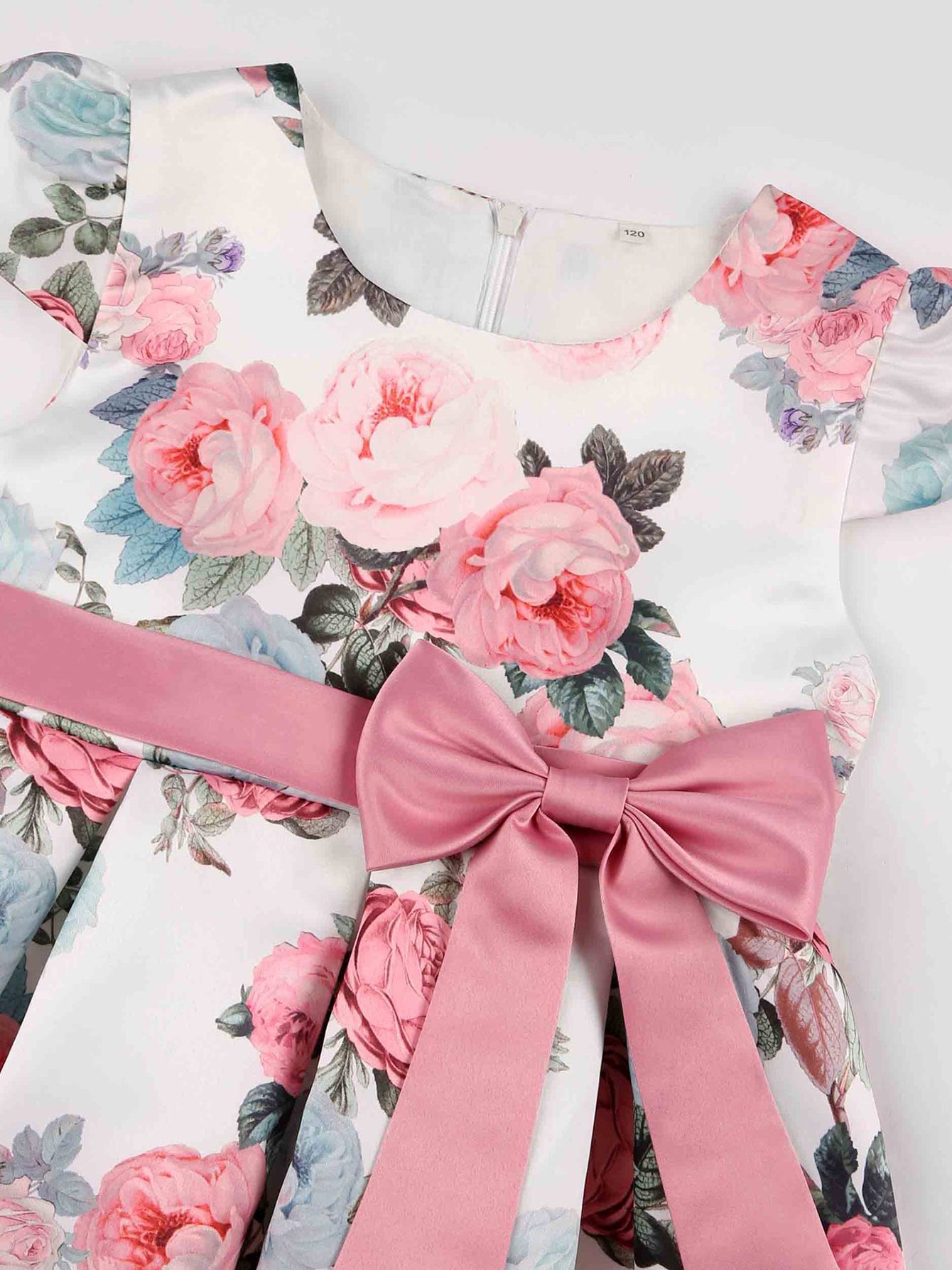 Girls' Elegant Rose Floral Print Party Dress