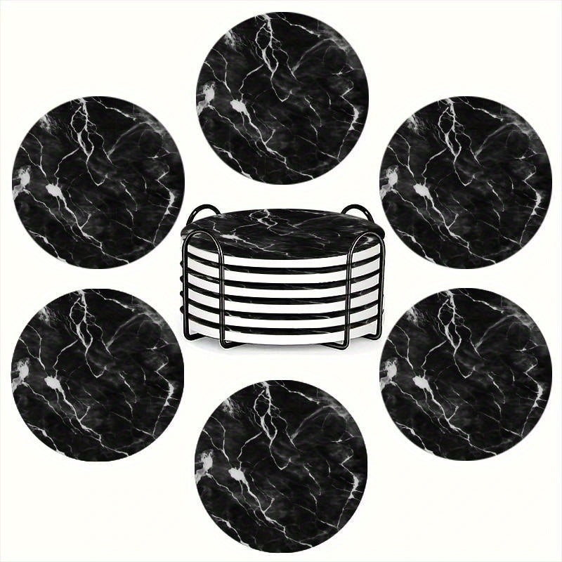 6pcs Set of Charming Round Ceramic Coasters