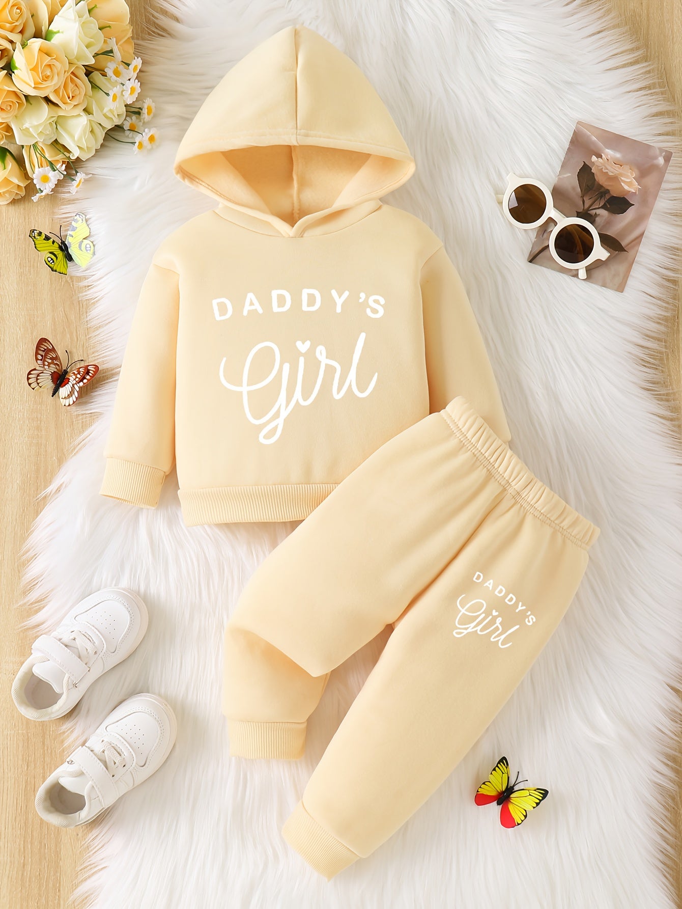 Baby Girl's DADDY'S GIRL Letter Pattern Hoodie & Casual Long Pants