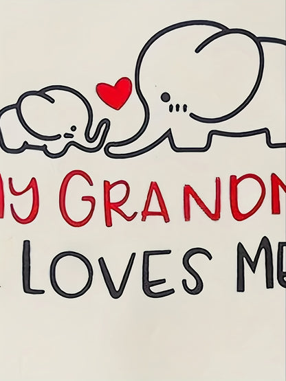 Soft White Bodysuit "My Grandma Loves Me" Elephant Design
