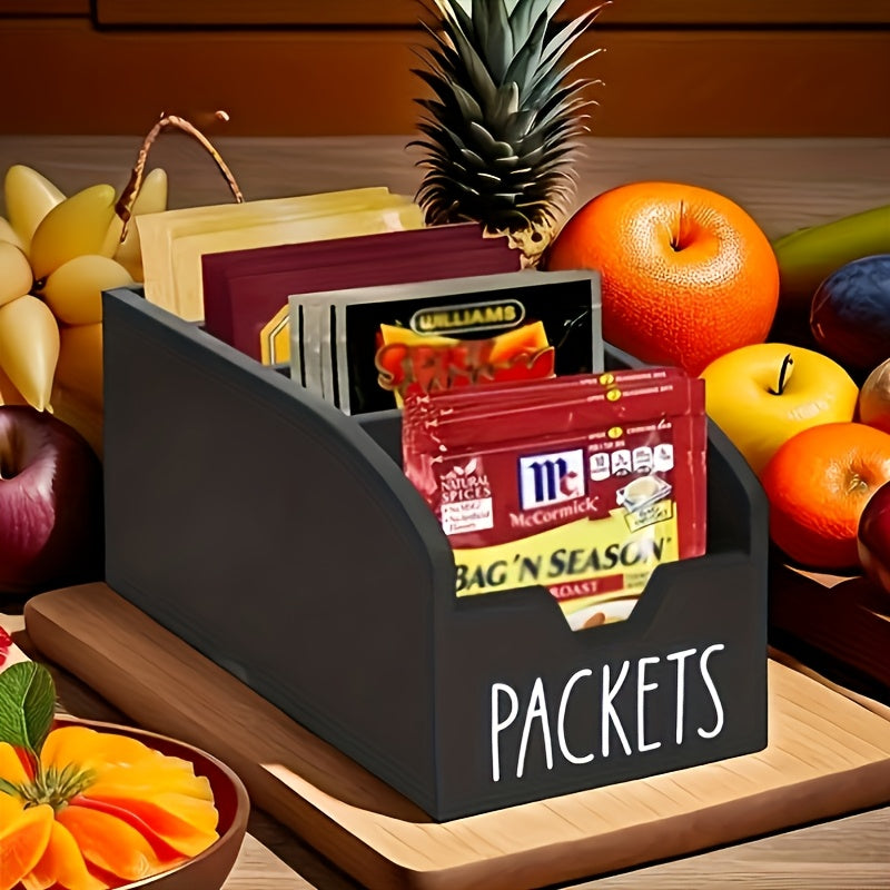 Rustic 4-Compartment Wooden Spice Organizer