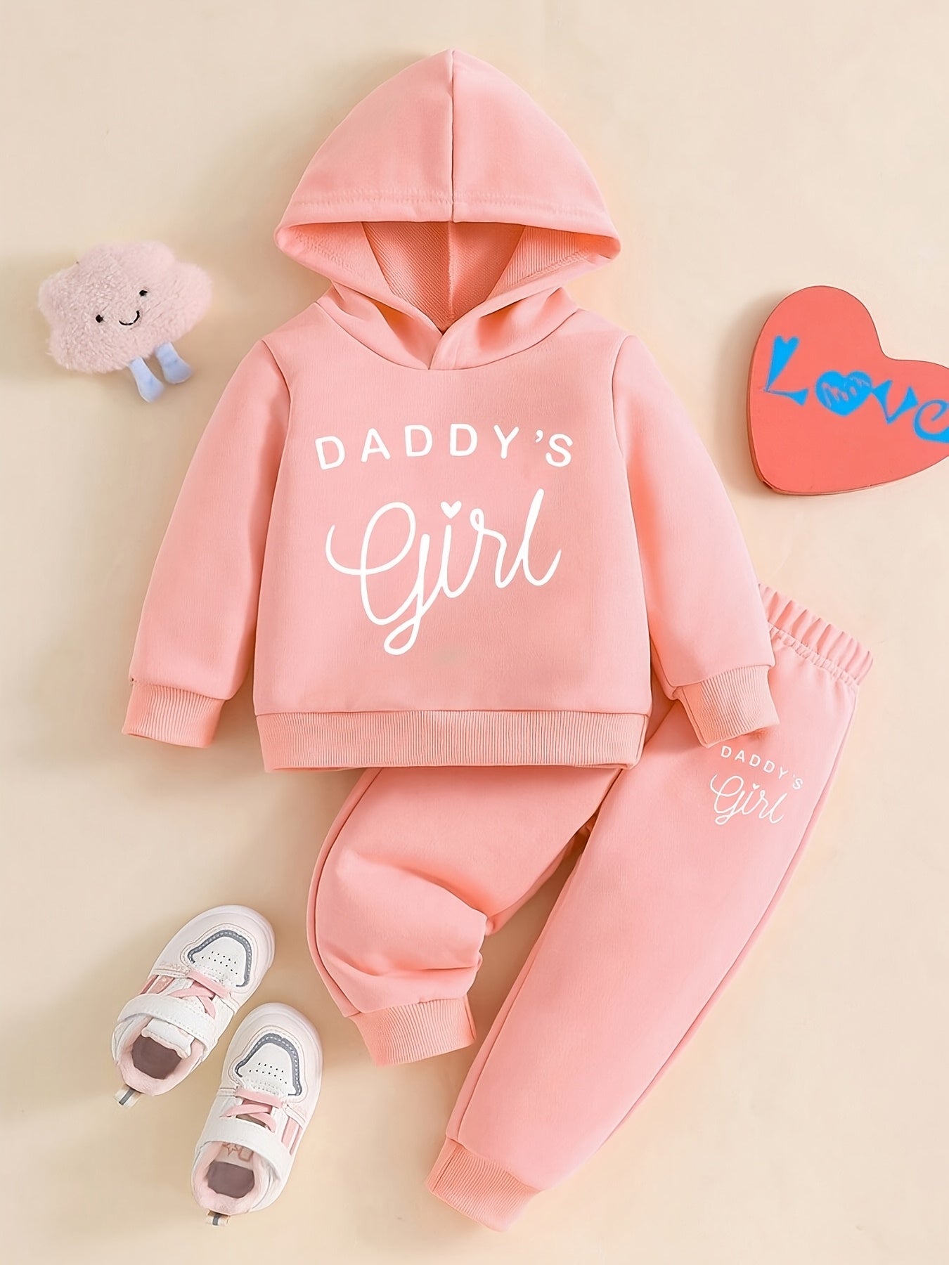 Baby Girl's DADDY'S GIRL Letter Pattern Hoodie & Casual Long Pants