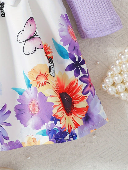 Baby comfortable dress+belt two-piece set