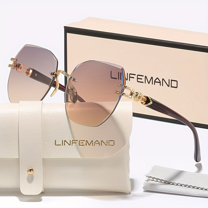 LINFEMAND Women'S Frameless Geometric Decorative Glasses