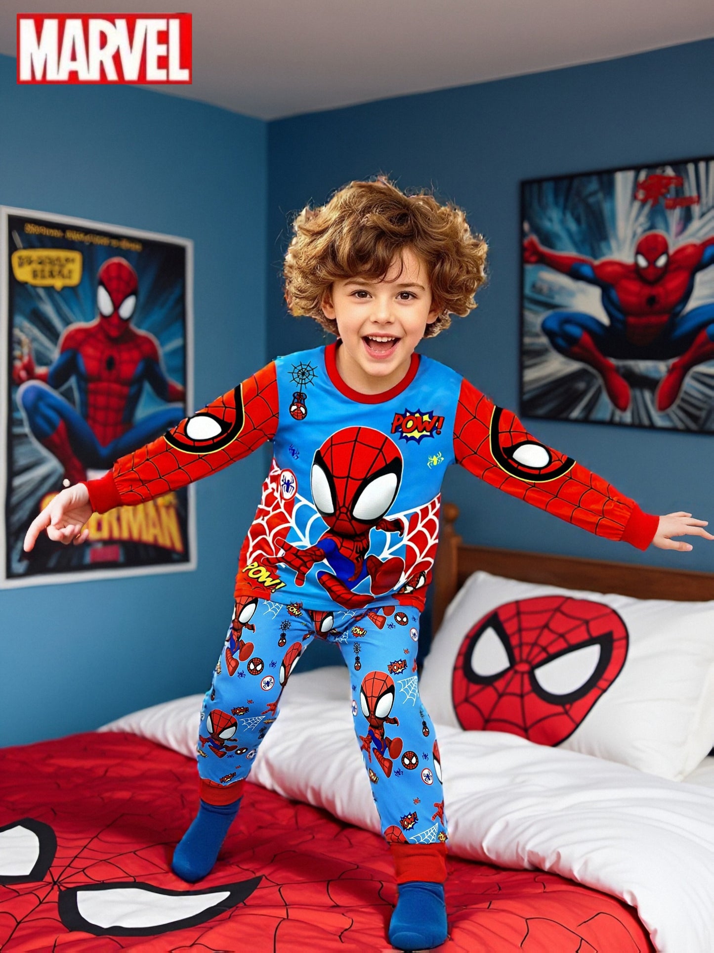 Marvel Boys' Spider-Man Series Print Comfortable Soft Breathable 2pcs Pajama Set