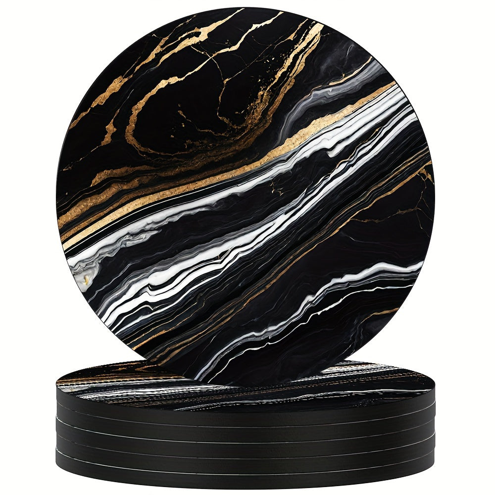 6 Golden Marbled Coasters Designed for Beverages