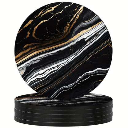 6 Golden Marbled Coasters Designed for Beverages