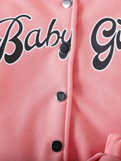 Girls' Baseball Jacket & Preppy Pleated Skirt Set