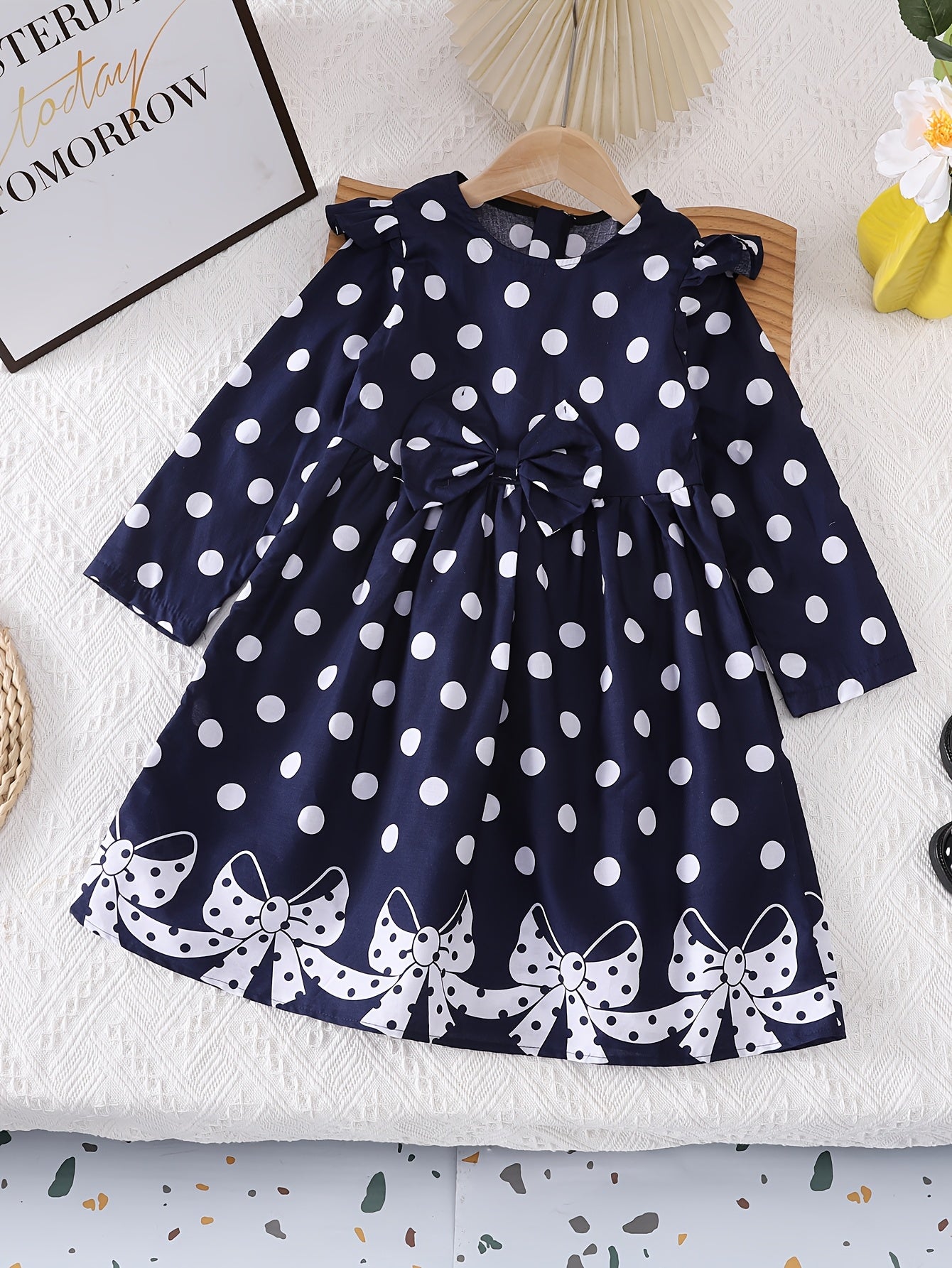 Girls' Bohemian Polka Dot Sleeveless Dress