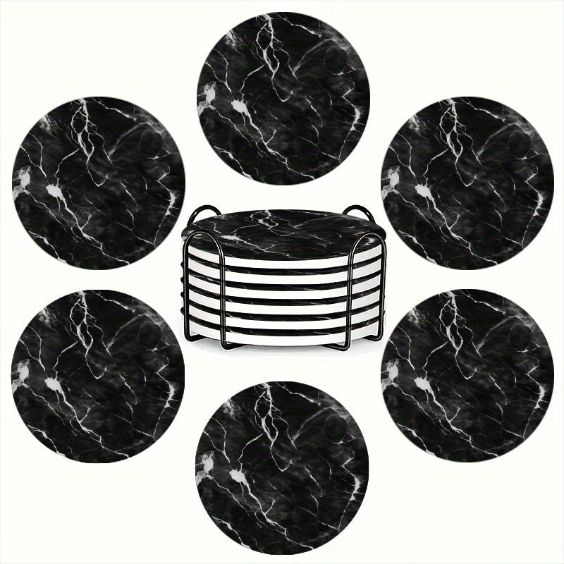 6pcs Set of Charming Round Ceramic Coasters
