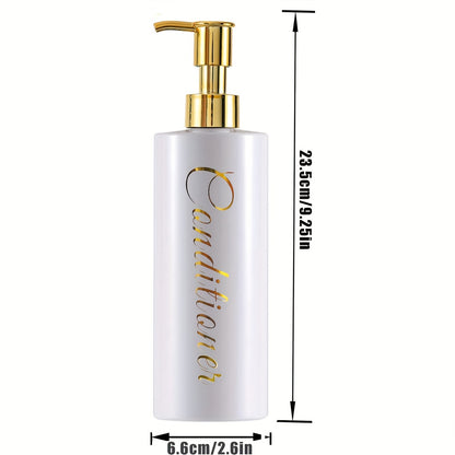 3pcs 500ml Elegant White Dispenser Set with Golden Labels - Plastic