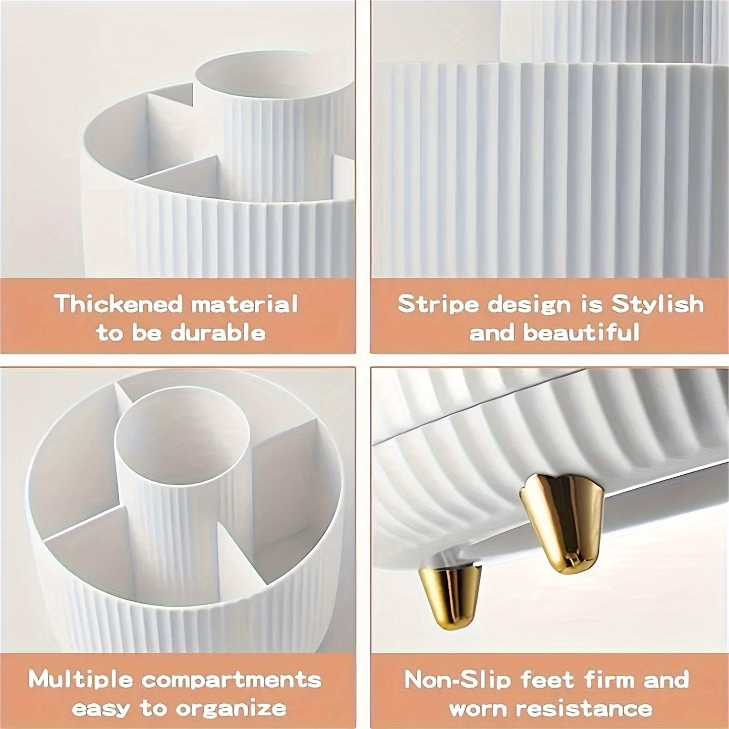 1pc ABERZEY 360° Rotating Makeup Organizer with 5-Tier Compartments