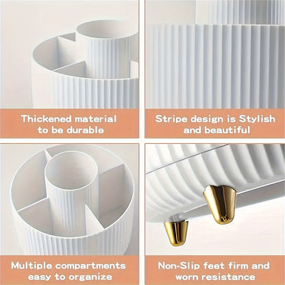 1pc ABERZEY 360° Rotating Makeup Organizer with 5-Tier Compartments