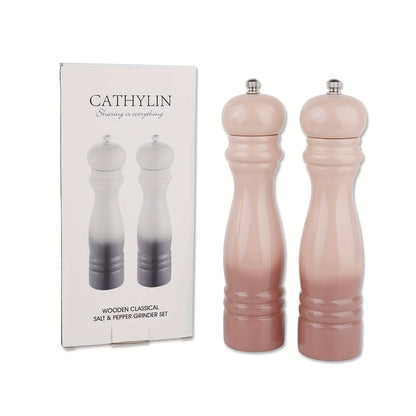 2pcs Pepper Grinder Set, Macaron Pink Gradient Design