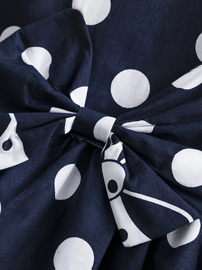 Girls' Bohemian Polka Dot Sleeveless Dress