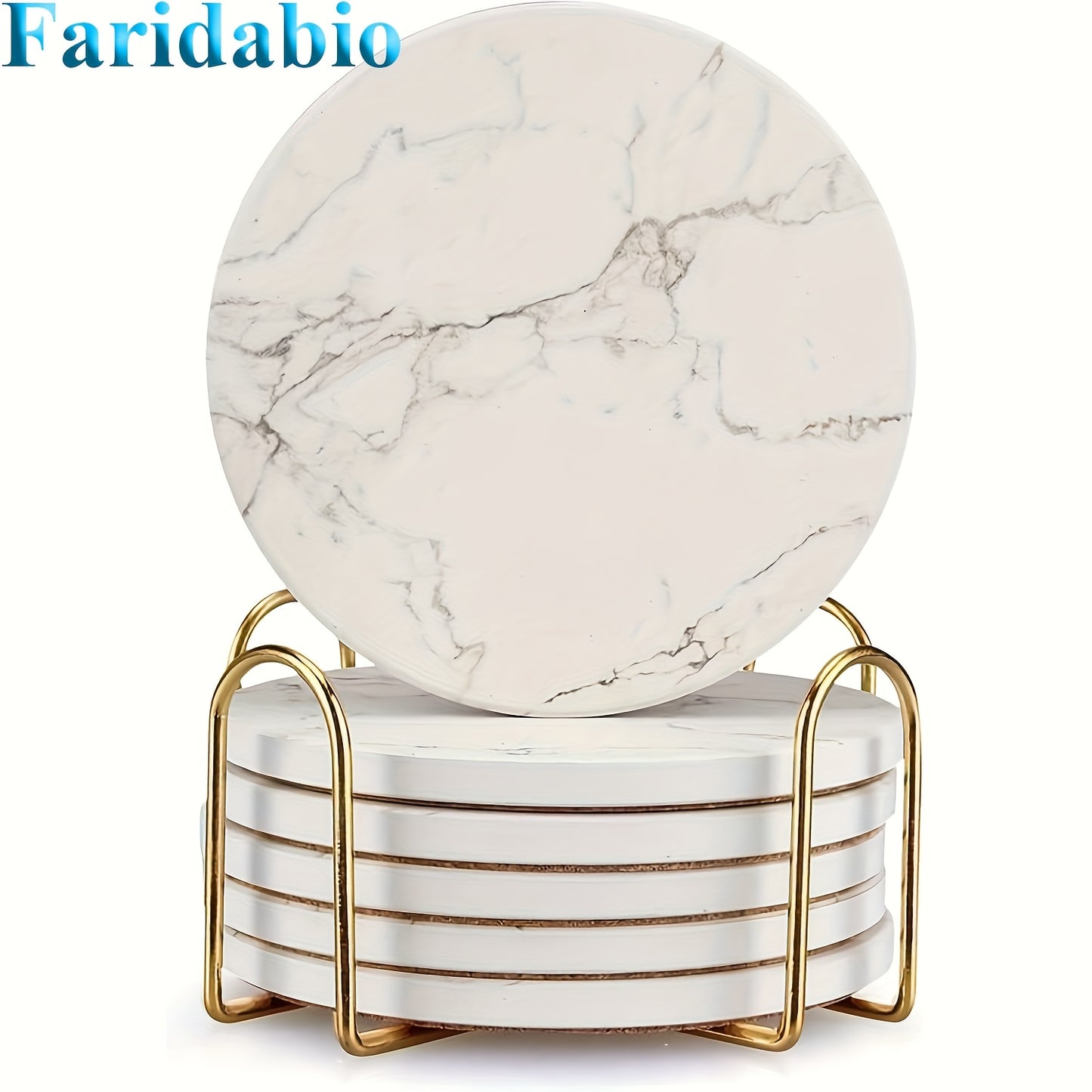 6pcs Water Absorbing Ceramic Cork Coaster Set