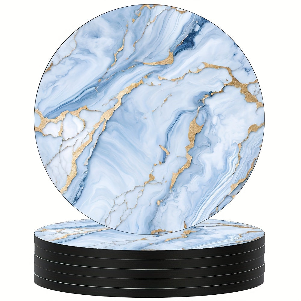 6 Golden Marbled Coasters Designed for Beverages