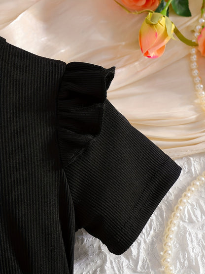 Girls Short Sleeve Bowknot Decor Mesh Tutu Dress