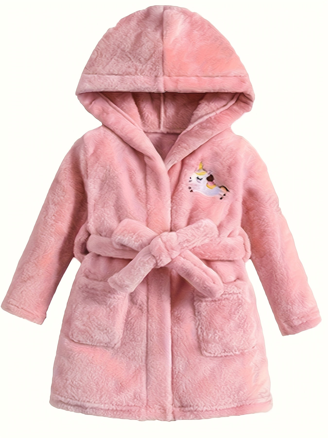 Girls' Hooded Robe - Soft Pink Unicorn