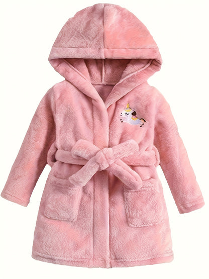 Girls' Hooded Robe - Soft Pink Unicorn