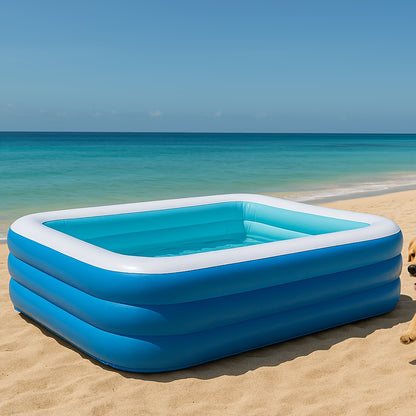 Heavy-Duty PVC Inflatable Rectangular Family Pool