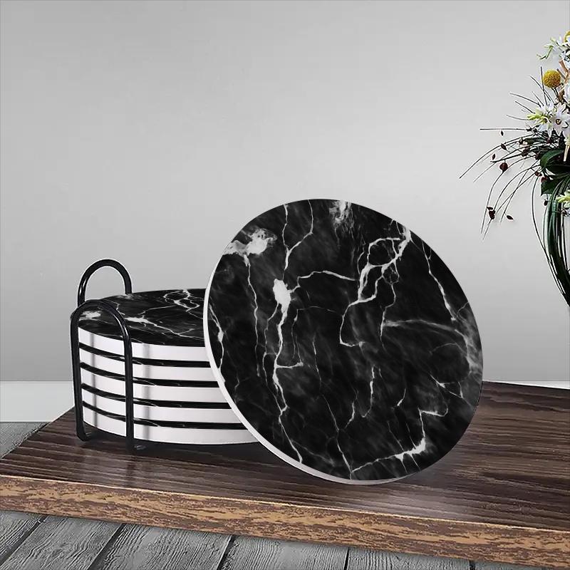 6pcs Set of Charming Round Ceramic Coasters