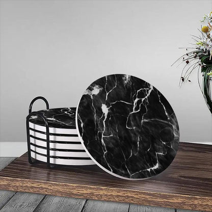 6pcs Set of Charming Round Ceramic Coasters