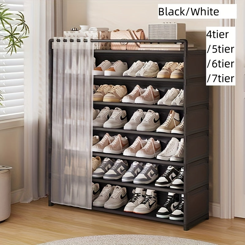 1 Set - Dustproof Foldable Shoe Display Rack with Non-Slip Base, Easy to Clean, Multi-Layer Storage Shelf for Shoes and Accessories